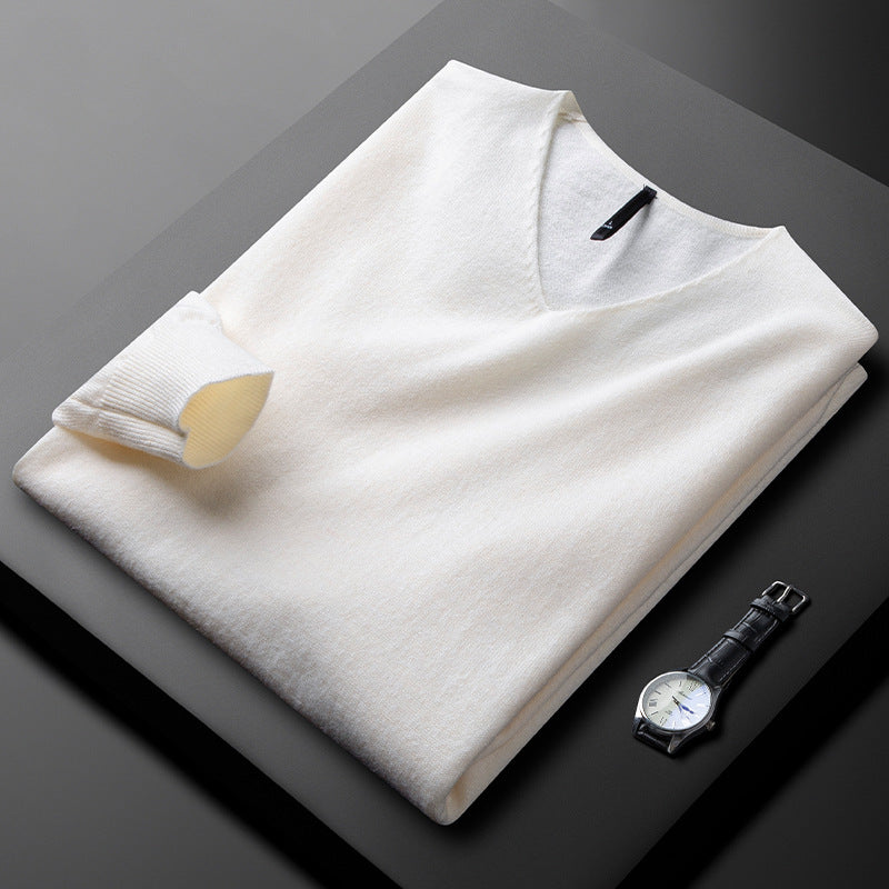 Men's Classic Long Sleeve Sweater with V-Neck | Minimalist Style