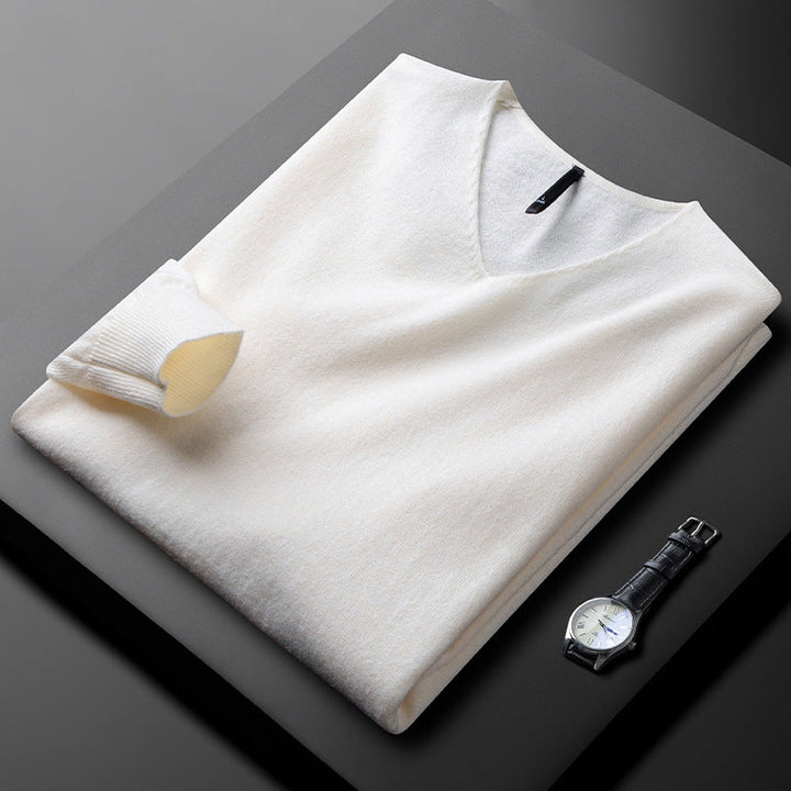 Herren Pullover mit langen Ärmeln und klassischem V Ausschnitt | Minimal Look