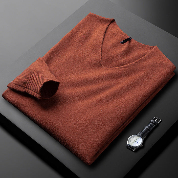 Herren Pullover mit langen Ärmeln und klassischem V Ausschnitt | Minimal Look