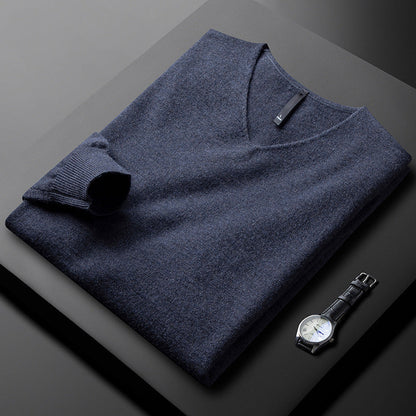Men's Classic Long Sleeve Sweater with V-Neck | Minimalist Style
