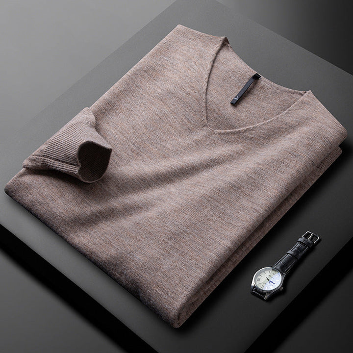 Herren Pullover mit langen Ärmeln und klassischem V Ausschnitt | Minimal Look