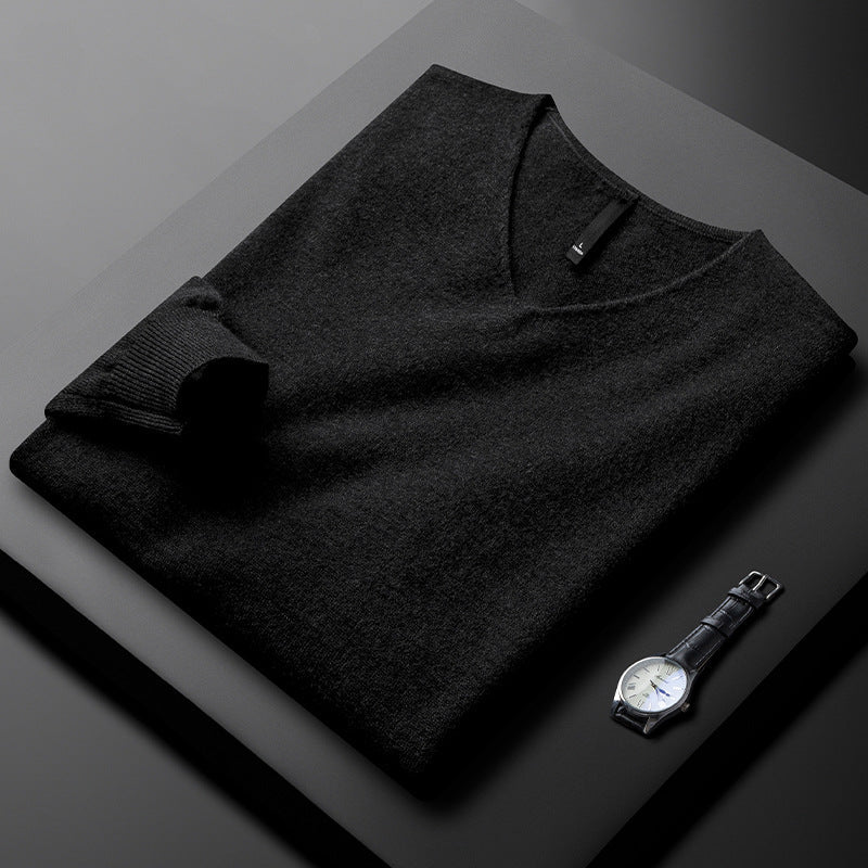 Herren Pullover mit langen Ärmeln und klassischem V Ausschnitt | Minimal Look