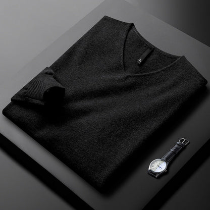 Men's Classic Long Sleeve Sweater with V-Neck | Minimalist Style