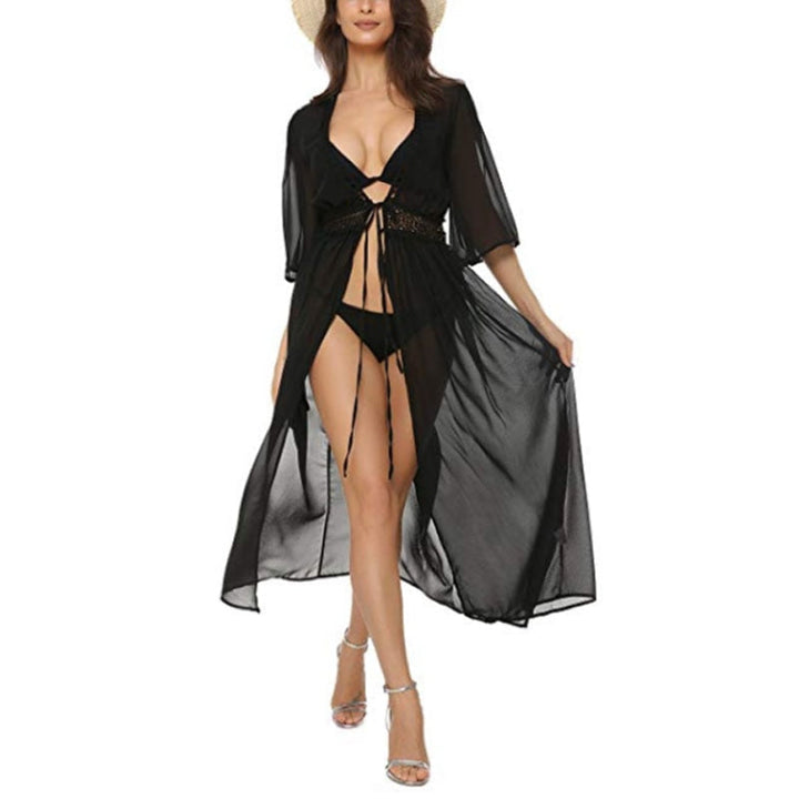 Sukienka damska z dekoltem w serek i skrzyżowanym przodem | Maxi