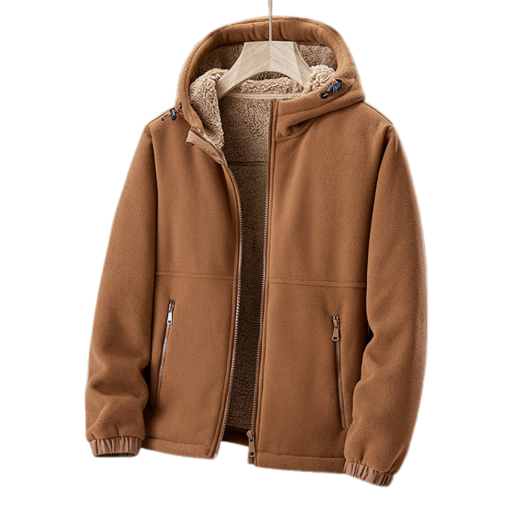 Herren-Fleecejacke mit Kapuze und Reißverschlusstaschen 0