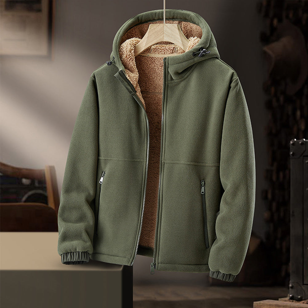 Herren-Fleecejacke mit Kapuze und Reißverschlusstaschen 5