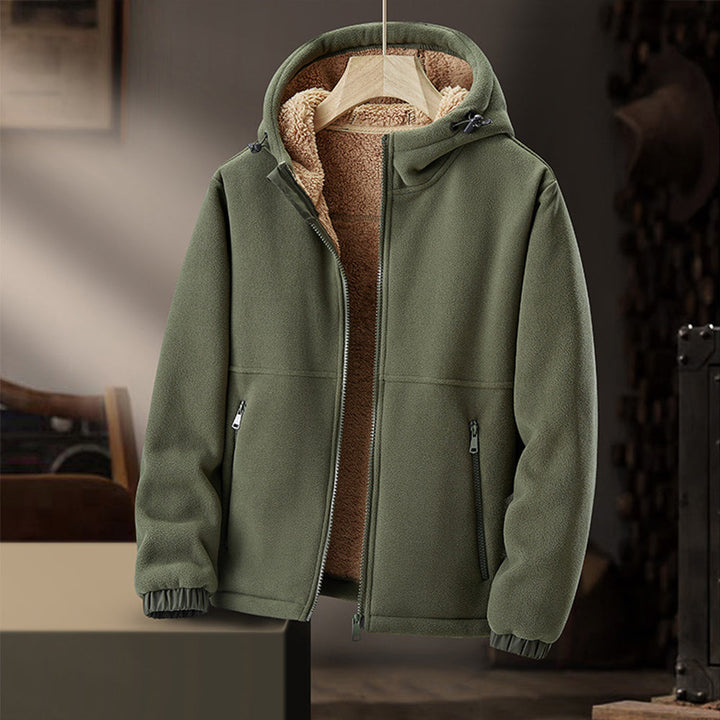 Herren-Fleecejacke mit Kapuze und Reißverschlusstaschen 5