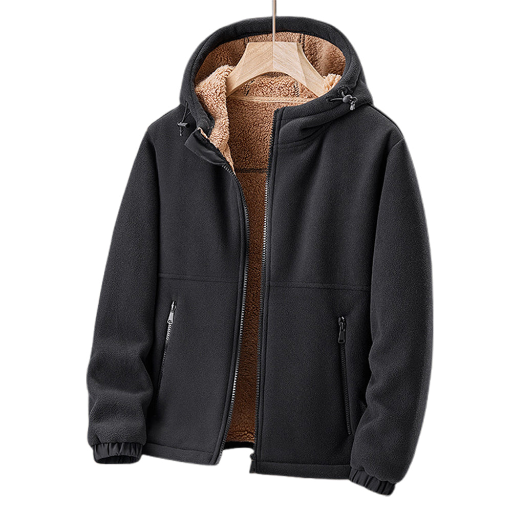 Herren-Fleecejacke mit Kapuze und Reißverschlusstaschen 6