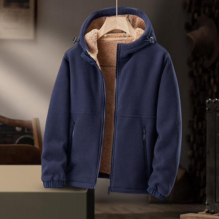 Herren-Fleecejacke mit Kapuze und Reißverschlusstaschen 7