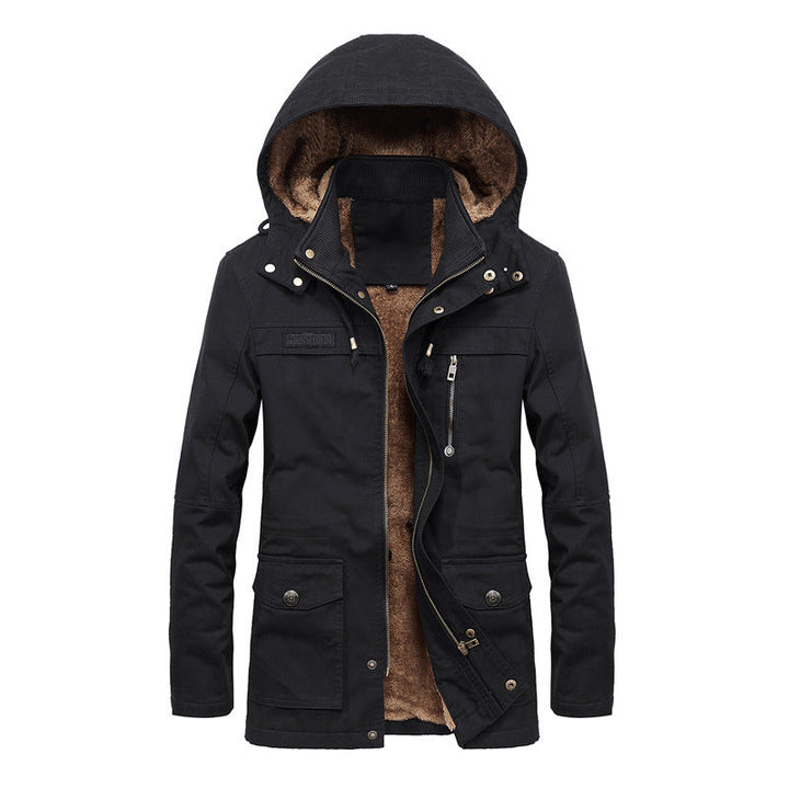Herrenjacke – Relaxed Fit – Sherpa-Futter – Kapuze mit Druckknopfkragen – Mehrere Taschen