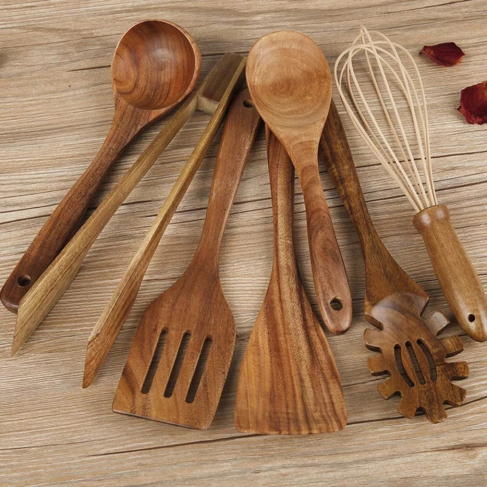 Hochwertige Kochutensilien aus Holz | 7-teiliges Set 0