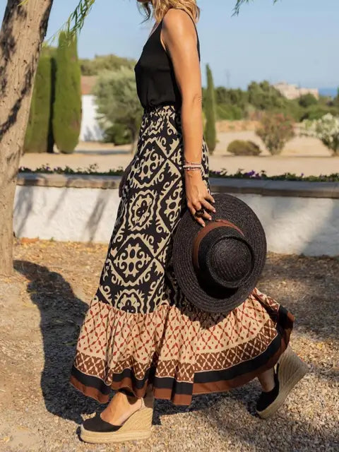Fustă maxi damă cu model | Margine cu bordură