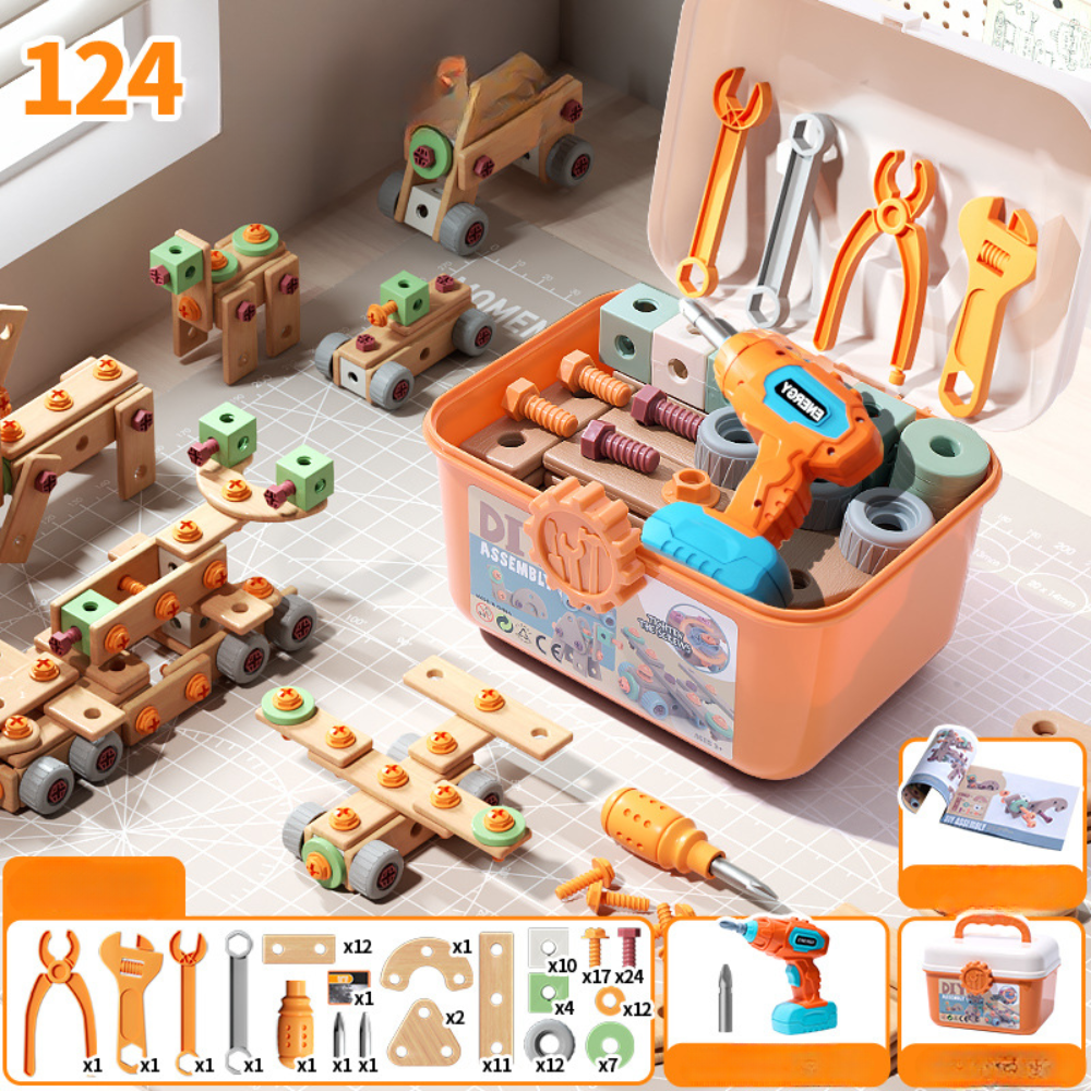 Kinder Werkzeugset Holz Baukasten Spielzeug 3