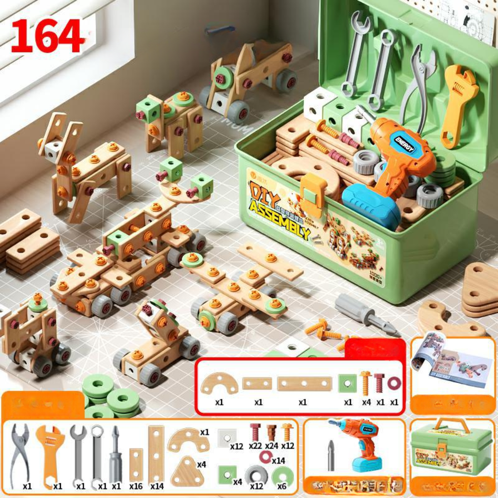 Kinder Werkzeugset Holz Baukasten Spielzeug 8