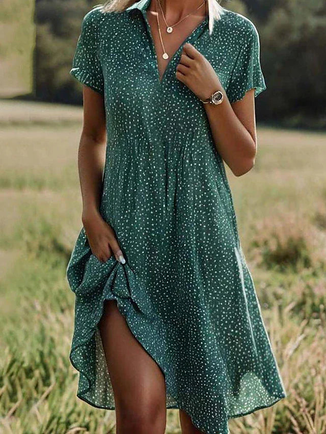 Kurzärmliges Hemdblusenkleid Für Damen | Midi 0