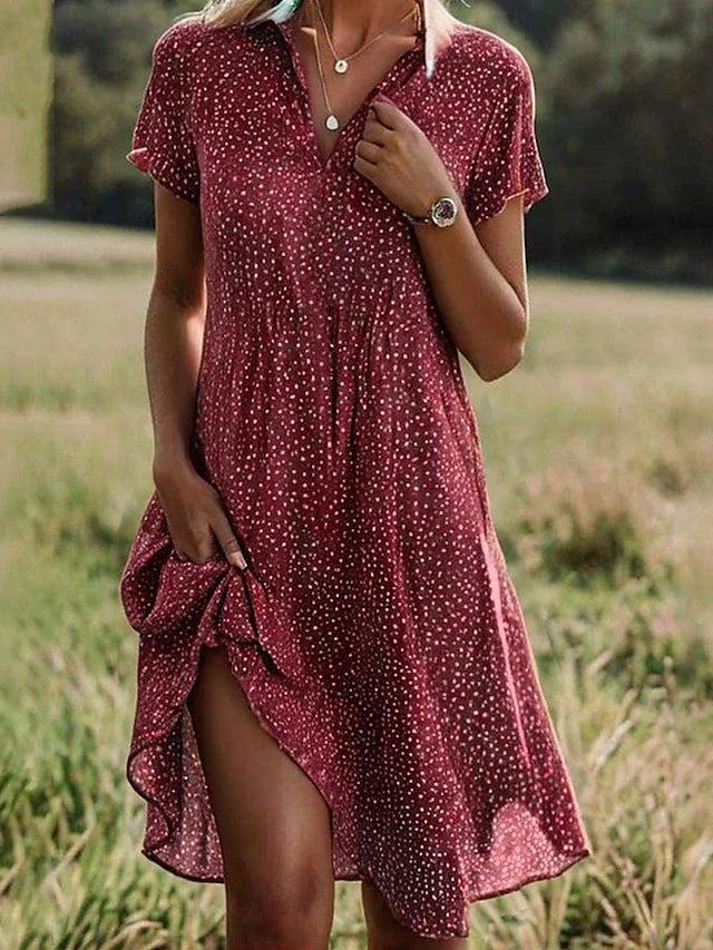 Kurzärmliges Hemdblusenkleid Für Damen | Midi 1