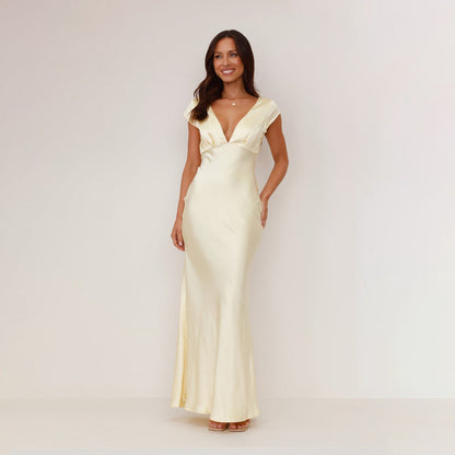 Lucyna | Robe longue femme avec décolleté en V