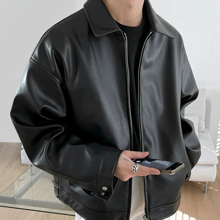 Kyrie Kunstlederjacke | Herren Herbst Oversize Jacke