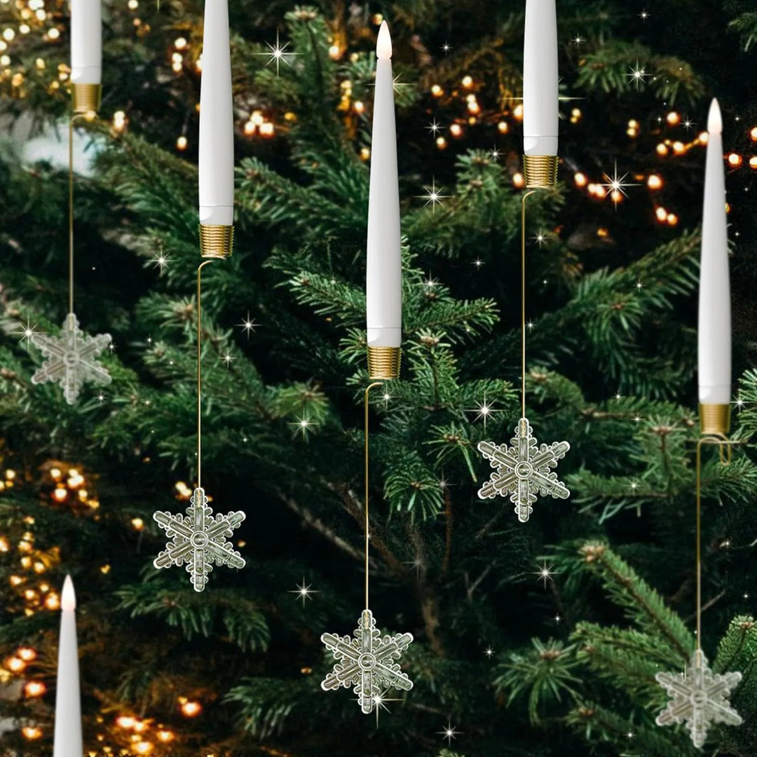 LED-Weihnachtsbaumkerzen-Set – Warmweiße Clip-On-Kerzenlichter mit hängenden Kristallornamenten