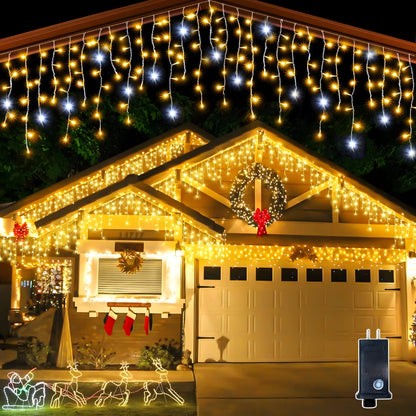 LED Lichtervorhang Außen Warmweiß Wasserdicht 