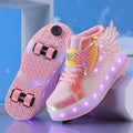 Leuchtende Rollschuh-Sneaker mit Flügeln – per USB wiederaufladbar für Mädchen und Teenager 