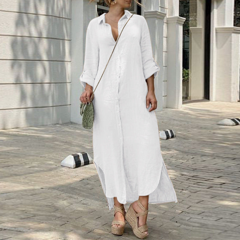 Joanna | Robe chemise maxi décontractée pour femme