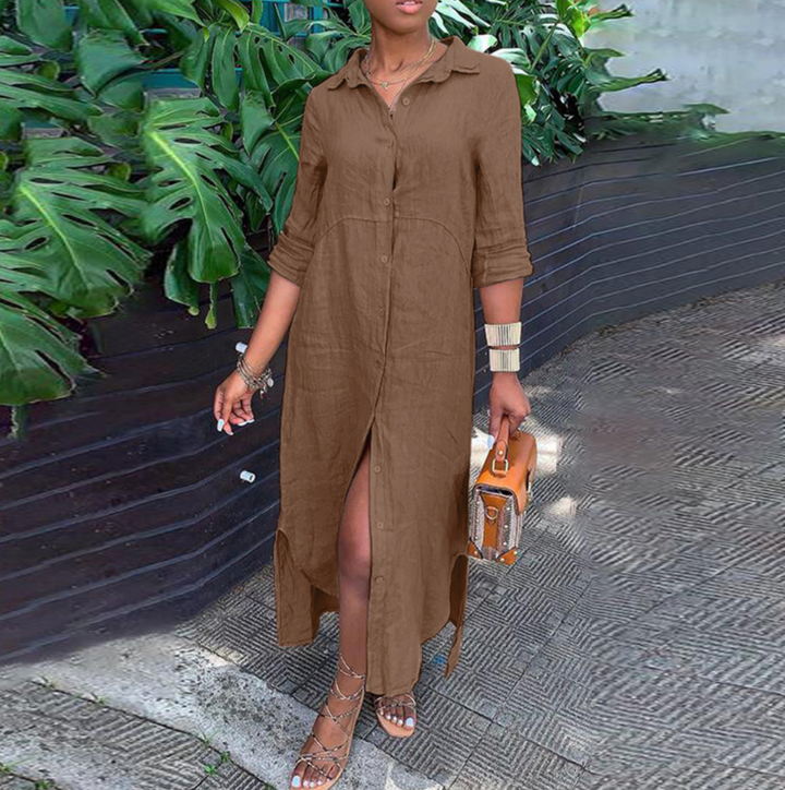 Joanna | Robe chemise maxi décontractée pour femme