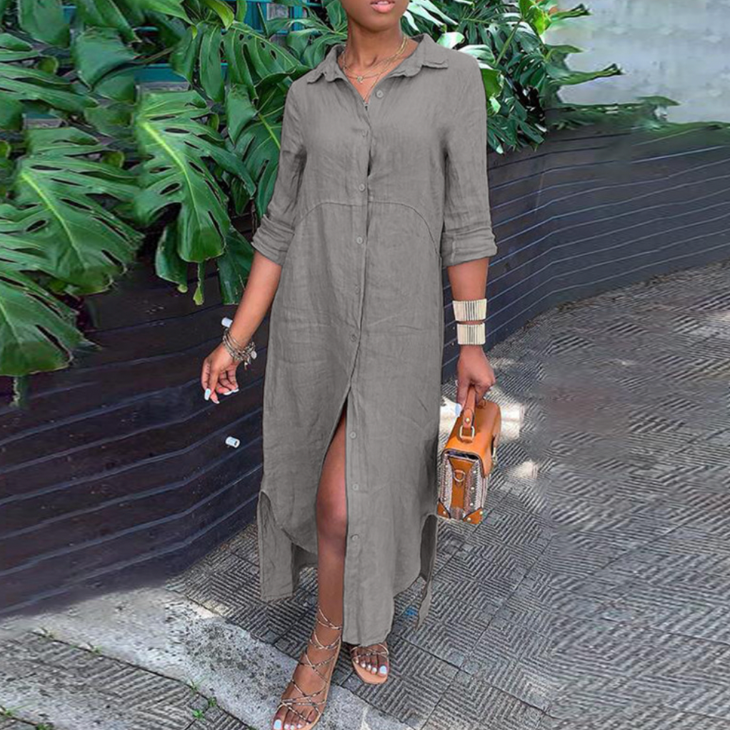Joanna | Robe chemise maxi décontractée pour femme