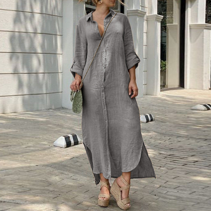Joanna | Robe chemise maxi décontractée pour femme