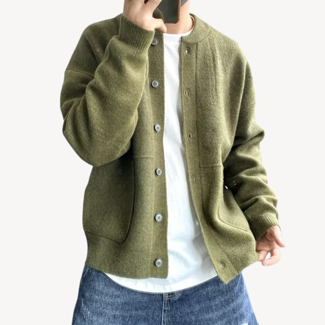 Logan – Herbstlicher Woll-Mix-Cardigan für Herren