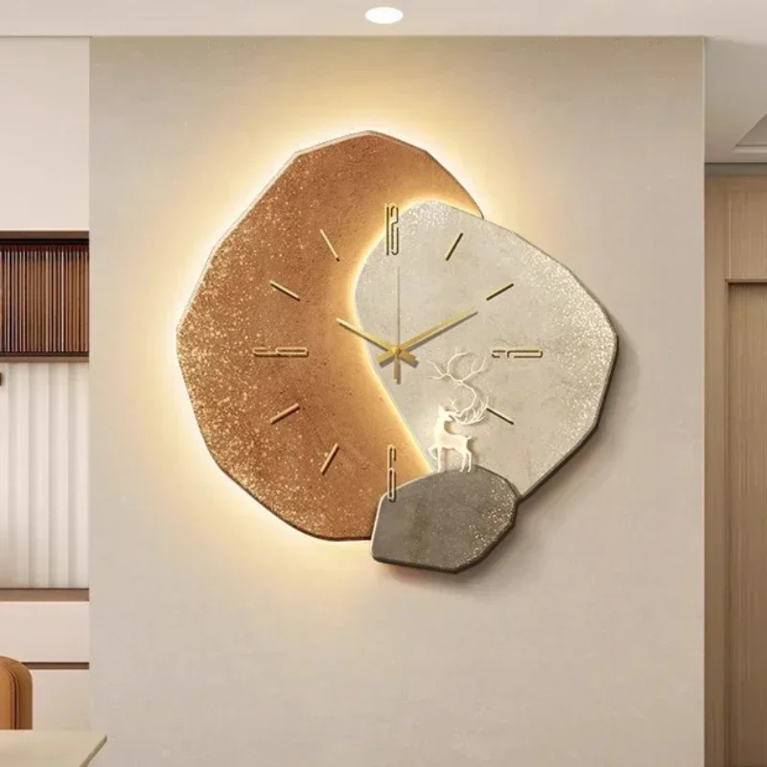 LunaWood Akzent-Wanduhr – Natürliche Eleganz mit sanftem LED-Licht 0