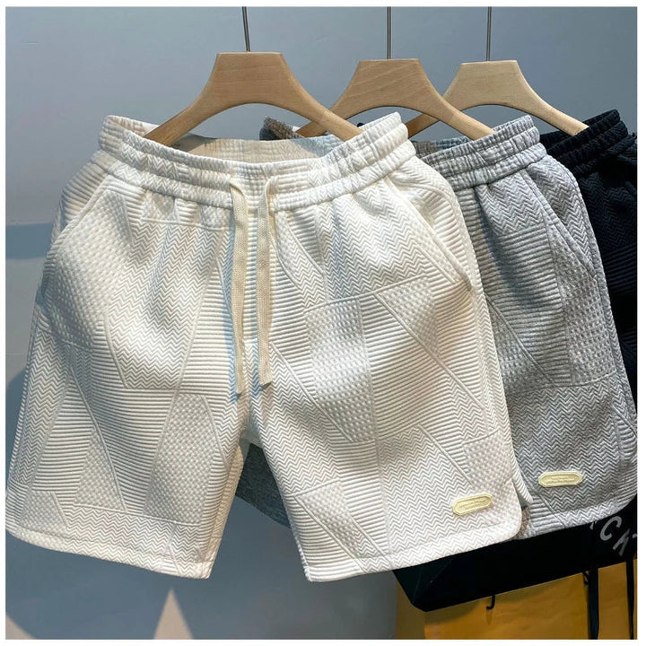 Luxuriöse Kurze Hosen Herren aus Komfortmaterial – Elegante Shorts mit Verstellbarem Kordelzug und Wellenmuster