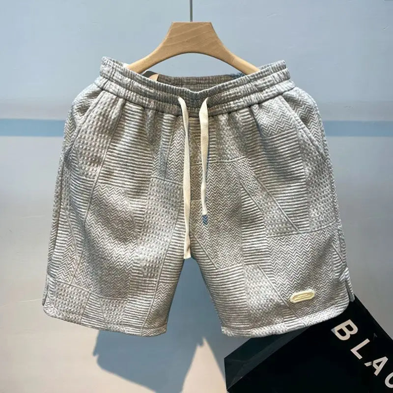 Luxuriöse Kurze Hosen Herren aus Komfortmaterial – Elegante Shorts mit Verstellbarem Kordelzug und Wellenmuster