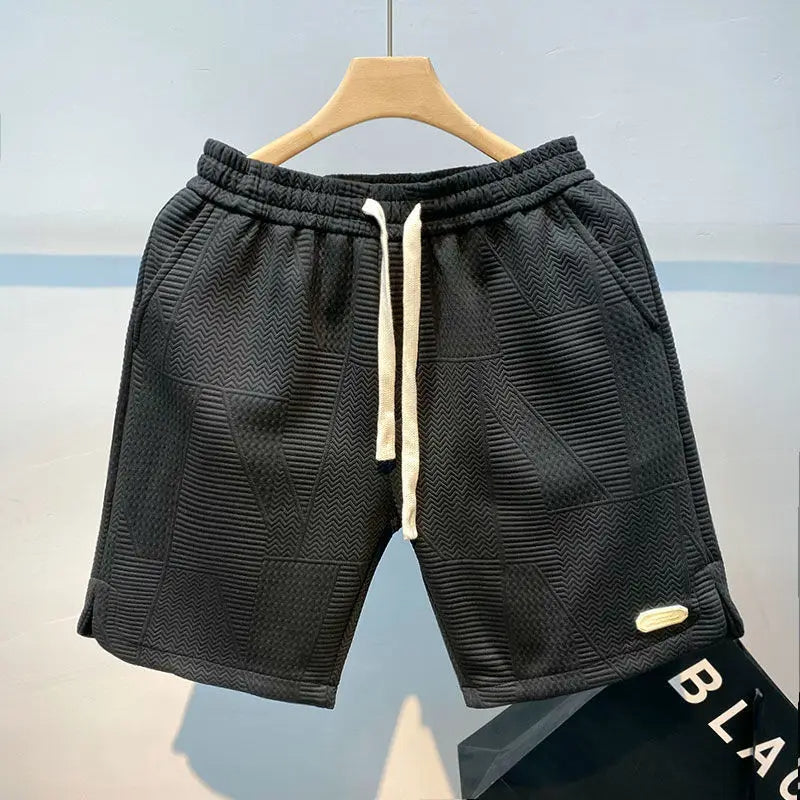 Luxuriöse Kurze Hosen Herren aus Komfortmaterial – Elegante Shorts mit Verstellbarem Kordelzug und Wellenmuster
