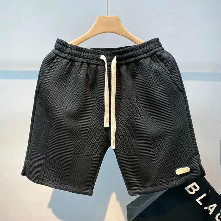 Luxuriöse Kurze Hosen Herren aus Komfortmaterial – Elegante Shorts mit Verstellbarem Kordelzug und Wellenmuster