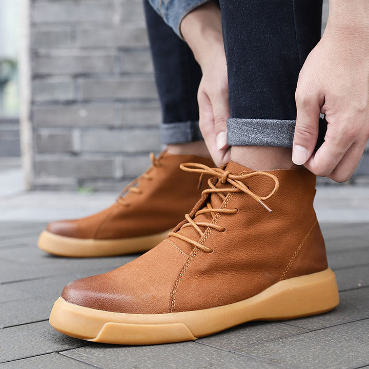 Herren Schnürstiefel Mit Runder Spitze | Moderner Streetstyle