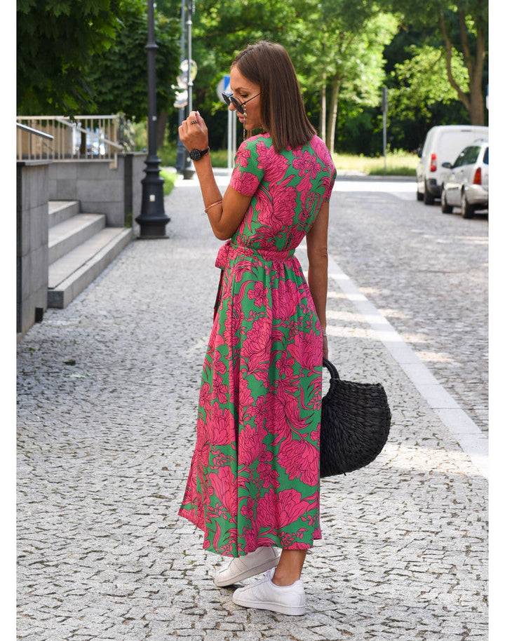 Marlene | Damen-Wickelkleid mit Blumenmuster und V-Ausschnitt | Midi 0