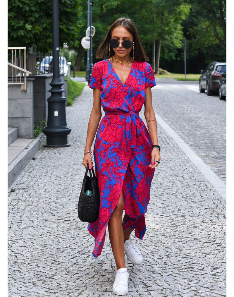 Marlene | Damen-Wickelkleid mit Blumenmuster und V-Ausschnitt | Midi 2