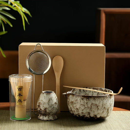 Set Matcha – Service à thé traditionnel en cadeau, 6 pièces pour la cérémonie du thé en matériaux de haute qualité