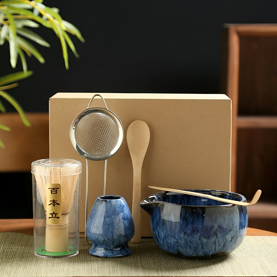 Set Matcha – Service à thé traditionnel en cadeau, 6 pièces pour la cérémonie du thé en matériaux de haute qualité