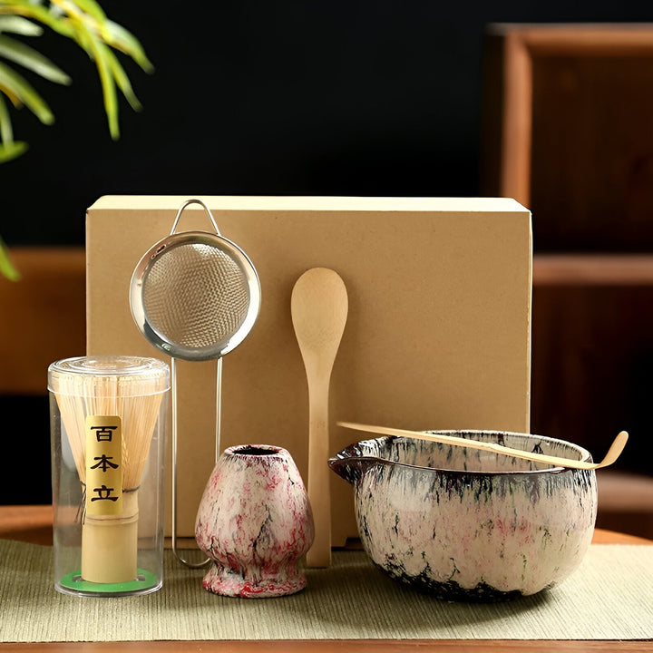 Set Matcha – Service à thé traditionnel en cadeau, 6 pièces pour la cérémonie du thé en matériaux de haute qualité