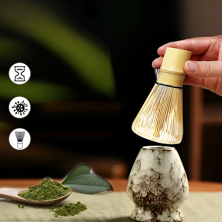 Set Matcha – Service à thé traditionnel en cadeau, 6 pièces pour la cérémonie du thé en matériaux de haute qualité