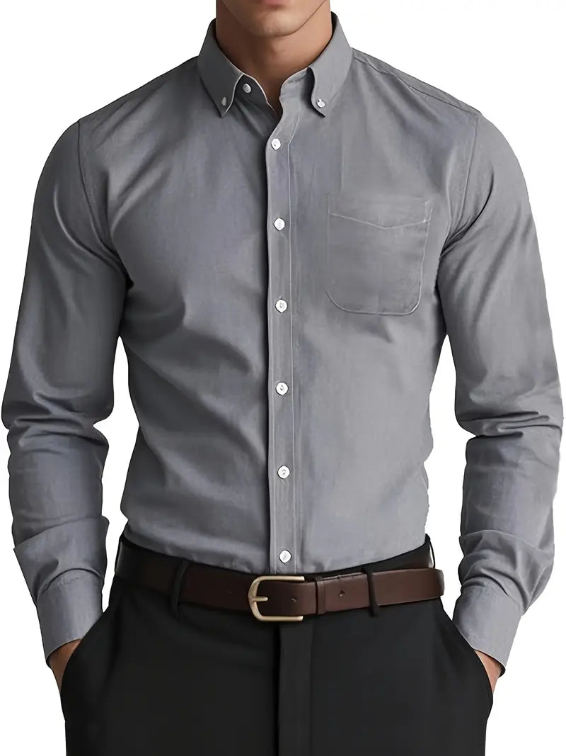 Herren Hemd mit langen Ärmeln schmaler Passform und Knopfverschluss | Formal Wear