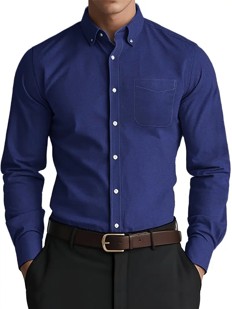 Herren Hemd mit langen Ärmeln schmaler Passform und Knopfverschluss | Formal Wear