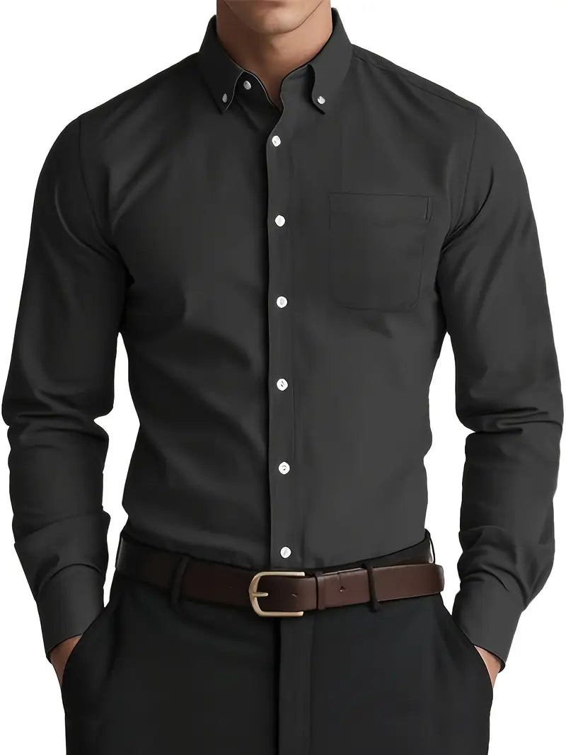 Herren Hemd mit langen Ärmeln schmaler Passform und Knopfverschluss | Formal Wear