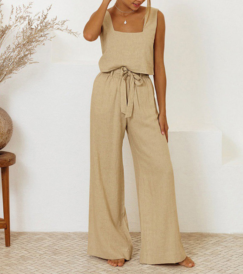 Milena – Minimalistisches Top und Set aus weit geschnittener Hose 0