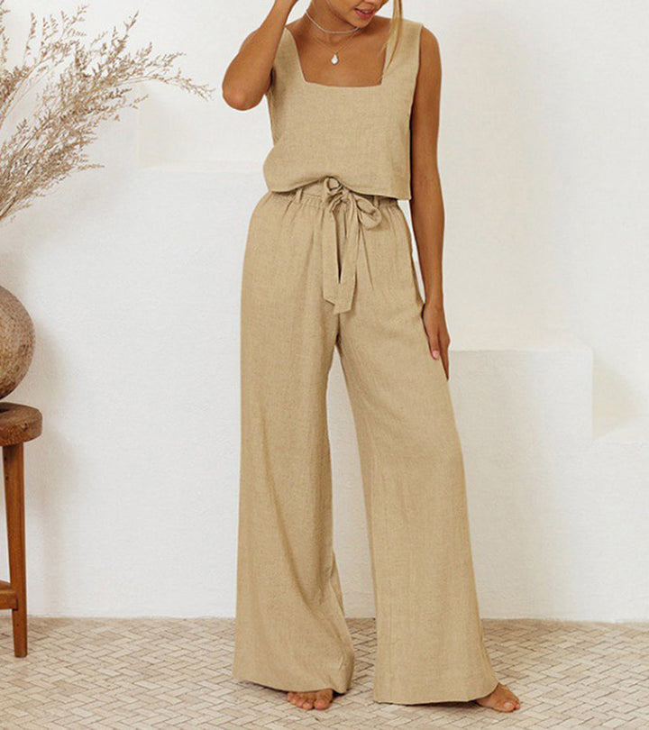 Milena – Minimalistisches Top und Set aus weit geschnittener Hose 0