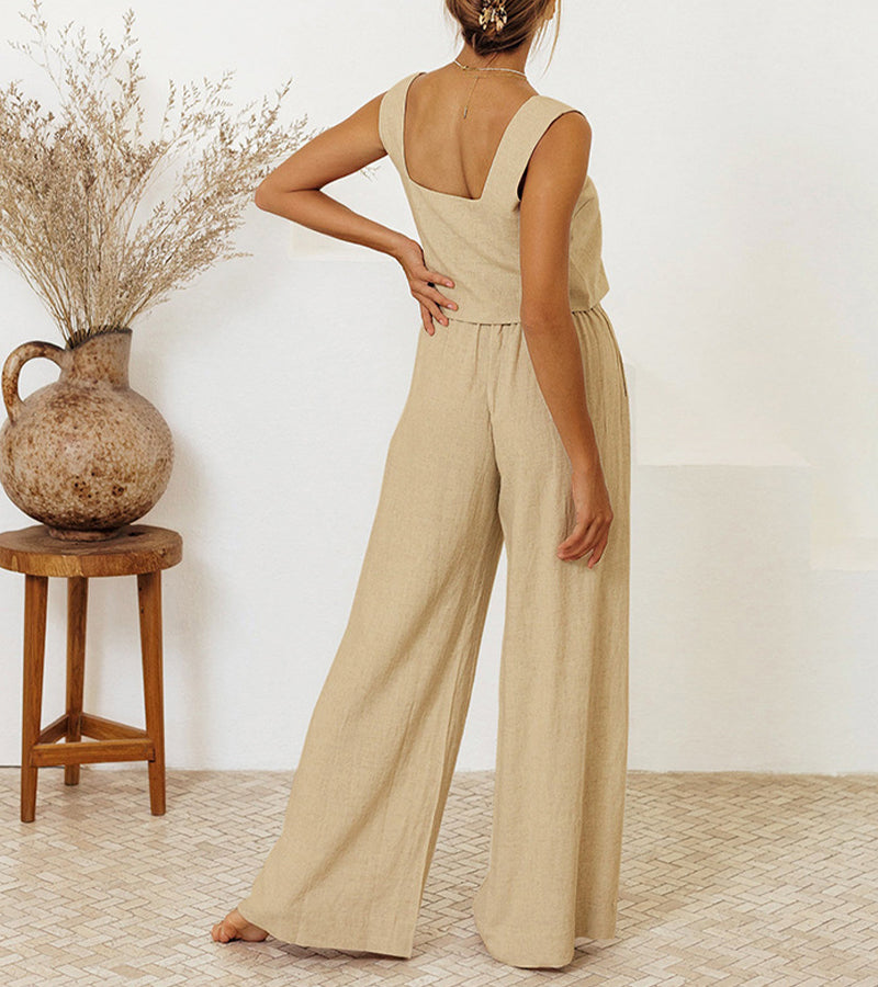 Milena – Minimalistisches Top und Set aus weit geschnittener Hose 4