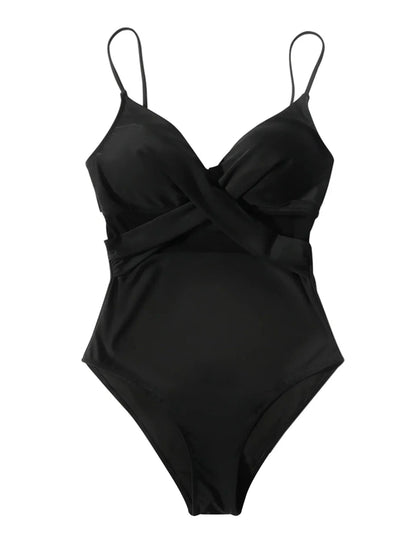 Annika | Damen Schwarzer Push-up-Badeanzug