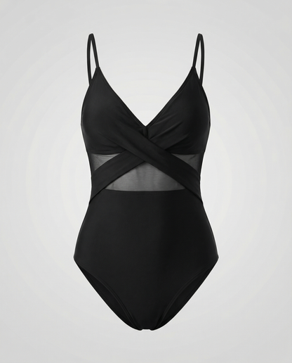 Annika | Damen Schwarzer Push-up-Badeanzug